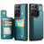 Samsung Galaxy S21 Ultra 5G CaseMe C22 Card Slots Holder RFID Anti-theft Phone Case - Blue Green