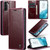 Samsung Galaxy S22 5G CaseMe 003 Crazy Horse Texture Leather Phone Case - Wine Red