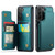 Samsung Galaxy S22 5G CaseMe C22 Card Slots Holder RFID Anti-theft Phone Case - Blue Green
