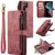 Samsung Galaxy S22 Ultra 5G CaseMe C30 Multifunctional Phone Leather Case with Holder & Card Slot & Wallet - Red