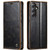 Samsung Galaxy S23 FE CaseMe-003 PU + PC Business Style Crazy Horse Texture Leather Phone Case - Coffee
