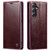 Samsung Galaxy S23 FE CaseMe-003 PU + PC Business Style Crazy Horse Texture Leather Phone Case - Mulberry Red