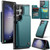 Samsung Galaxy S23 Ultra 5G CaseMe C22 Card Slots Holder RFID Anti-theft Phone Case - Blue Green