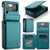 Samsung Galaxy Z Flip3 5G CaseMe C22 PC+TPU Business Style RFID Anti-theft Leather Phone Case - Blue Green