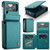 Samsung Galaxy Z Flip4 5G CaseMe C22 PC+TPU Business Style RFID Anti-theft Leather Phone Case - Blue Green