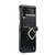 Samsung Galaxy Z Flip4 CaseMe 003 Crazy Horse Texture Leather Phone Case with Lanyard - Black