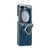 Samsung Galaxy Z Flip5 CaseMe 003 PU + PC Business Style Crazy Horse Texture Ring Leather Phone Case with Lanyard - Blue Green