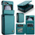 Samsung Galaxy Z Flip5 CaseMe C22 PC+TPU Business Style RFID Anti-theft Leather Phone Case - Blue Green