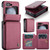 Samsung Galaxy Z Flip5 CaseMe C22 PC+TPU Business Style RFID Anti-theft Leather Phone Case - Wine Red