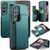 Samsung Galaxy Z Fold3 5G CaseMe C22 PC+TPU Business Style RFID Anti-theft Leather Phone Case - Blue Green