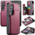 Samsung Galaxy Z Fold3 5G CaseMe C22 PC+TPU Business Style RFID Anti-theft Leather Phone Case - Wine Red