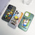 iPhone 12 Pro Double Layer Color Silver Series Animal Oil Painting Phone Case - Green Cat