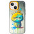 iPhone 13 Double Layer Color Silver Series Animal Oil Painting Phone Case - Big Face Cat