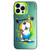 iPhone 13 Pro Double Layer Color Silver Series Animal Oil Painting Phone Case - Weightlifting Dog