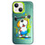 iPhone 15 Plus Double Layer Color Silver Series Animal Oil Painting Phone Case - Weightlifting Dog