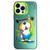 iPhone 15 Pro Double Layer Color Silver Series Animal Oil Painting Phone Case - Weightlifting Dog