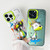 iPhone 15 Pro Max Double Layer Color Silver Series Animal Oil Painting Phone Case - Green Cat