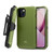 MyBat Pro Antimicrobial Maverick Series Case with Holster and Tempered Glass for Apple iPhone 13 - Army Green / Black
