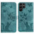 Samsung Galaxy S24 Ultra 5G Butterfly Cat Embossing Flip Leather Phone Case - Wathet