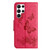 Samsung Galaxy S24 Ultra 5G Butterfly Embossed Flip Leather Phone Case - Red