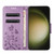 Samsung Galaxy S24 Ultra 5G Butterfly Flower Pattern Flip Leather Phone Case - Light Purple
