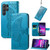 Samsung Galaxy S24 Ultra 5G Butterfly Love Flower Embossed Leather Phone Case - Blue