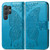 Samsung Galaxy S24 Ultra 5G Butterfly Love Flower Embossed Leather Phone Case - Blue