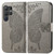 Samsung Galaxy S24 Ultra 5G Butterfly Love Flower Embossed Leather Phone Case - Gray