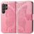 Samsung Galaxy S24 Ultra 5G Butterfly Love Flower Embossed Leather Phone Case - Pink