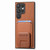 Samsung Galaxy S24 Ultra 5G Carbon Fiber Card Bag Fold Stand Phone Case - Brown