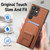 Samsung Galaxy S24 Ultra 5G Carbon Fiber Card Bag Fold Stand Phone Case - Brown