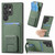 Samsung Galaxy S24 Ultra 5G Carbon Fiber Card Bag Fold Stand Phone Case - Green