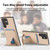Samsung Galaxy S24 Ultra 5G Carbon Fiber Card Bag Fold Stand Phone Case - Khaki