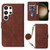 Samsung Galaxy S24 Ultra 5G Crossbody 3D Embossed Flip Leather Phone Case - Brown