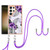 Samsung Galaxy S24 Ultra 5G Electroplating Pattern IMD TPU Shockproof Case with Neck Lanyard - Purple Flower