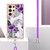 Samsung Galaxy S24 Ultra 5G Electroplating Pattern IMD TPU Shockproof Case with Neck Lanyard - Purple Flower