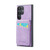 Samsung Galaxy S24 Ultra 5G Fierre Shann Crazy Horse Card Holder Back Cover PU Phone Case - Purple