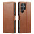 Samsung Galaxy S24 Ultra 5G Fierre Shann PU Genuine Leather Texture Phone Case - Brown