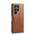 Samsung Galaxy S24 Ultra 5G Fierre Shann PU Genuine Leather Texture Phone Case - Brown