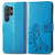 Samsung Galaxy S24 Ultra 5G Four-leaf Clasp Embossed Buckle Leather Phone Case - Blue