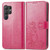Samsung Galaxy S24 Ultra 5G Four-leaf Clasp Embossed Buckle Leather Phone Case - Magenta
