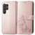 Samsung Galaxy S24 Ultra 5G Four-leaf Clasp Embossed Buckle Leather Phone Case - Rose Gold