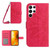Samsung Galaxy S24 Ultra 5G Skin Feel Sun Flower Embossed Flip Leather Phone Case with Lanyard - Rose Red