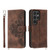 Samsung Galaxy S24 Ultra 5G Skin-feel Flowers Embossed Wallet Leather Phone Case - Brown
