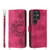 Samsung Galaxy S24 Ultra 5G Skin-feel Flowers Embossed Wallet Leather Phone Case - Wine Red