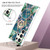 Samsung Galaxy S24 Ultra 5G Splicing Marble Flower IMD TPU Phone Case Ring Holder - Blue Green