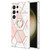 Samsung Galaxy S24 Ultra 5G Splicing Marble Flower IMD TPU Phone Case Ring Holder - Pink White