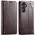 Samsung Galaxy S24 Ultra 5G Suteni Baroque Calf Texture Buckle Wallet Leather Phone Case - Brown