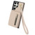 Samsung Galaxy S24 Ultra 5G YM006 Skin Feel Zipper Card Bag Phone Case with Dual Lanyard - Apricot