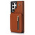 Samsung Galaxy S24 Ultra 5G YM006 Skin Feel Zipper Card Bag Phone Case with Dual Lanyard - Brown